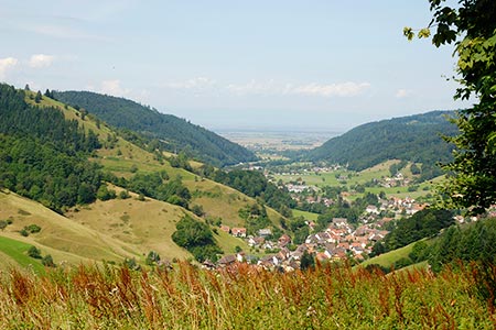Blick vom Münstertal in Richtung Rheinebene